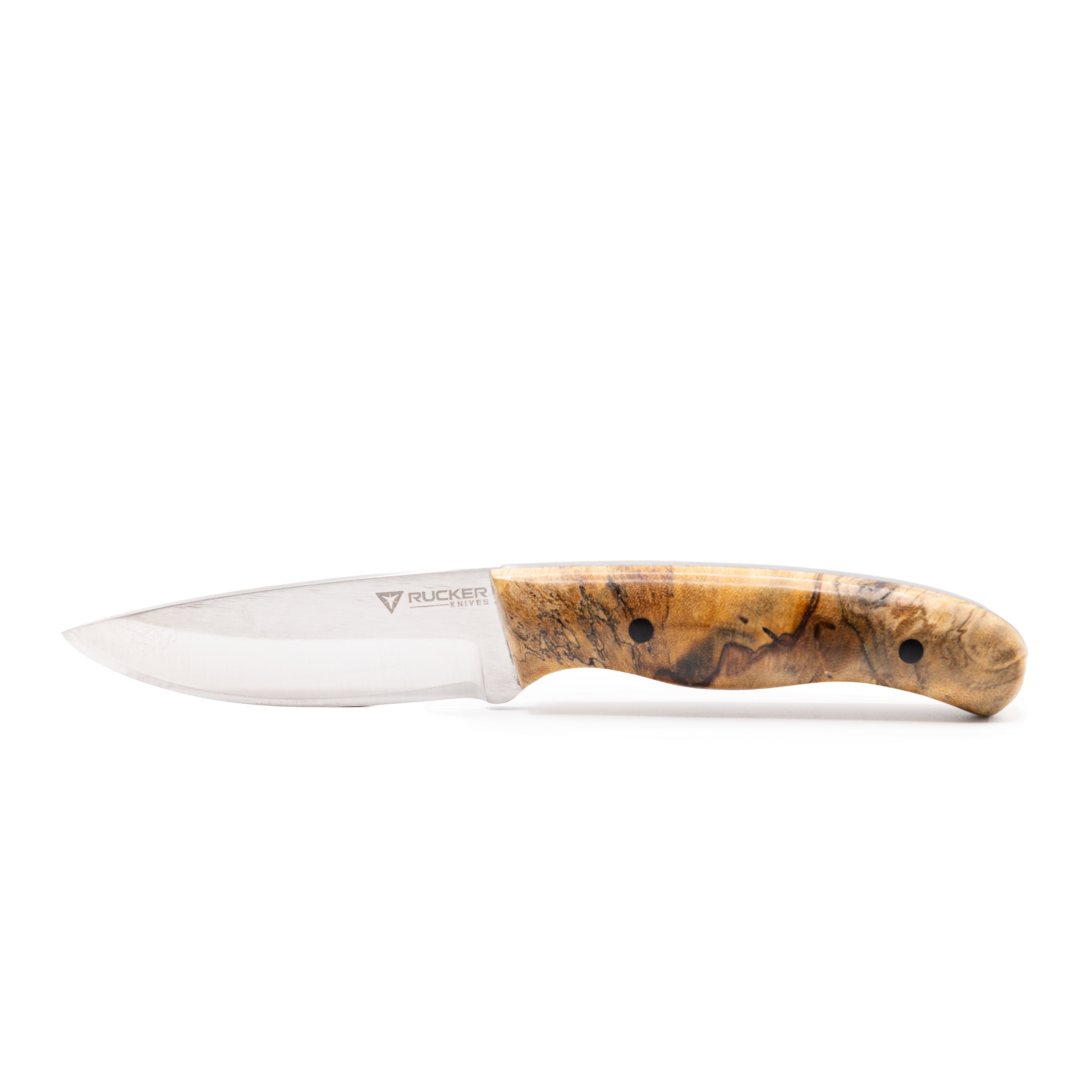 Rucker Knives custom Snake Skinner knife in a white background environment positioned in a horizontal orientation.