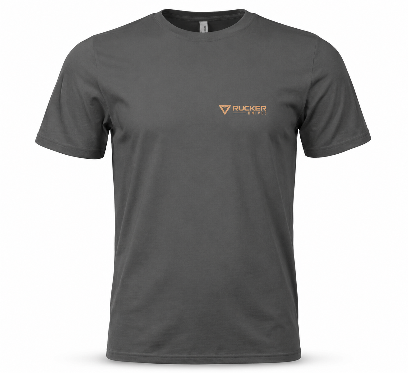 Rucker Knives Long Way Around shirt front of shirt on white background.