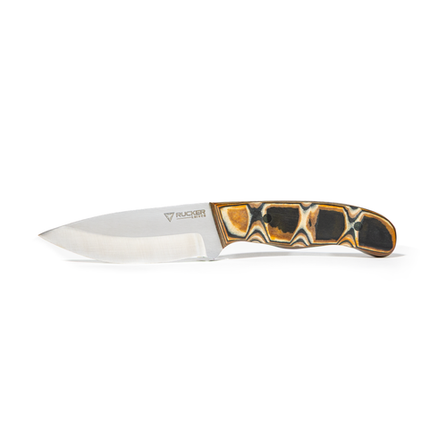 Rucker Knives Snake knife in white background studio shot oriented horizontally.