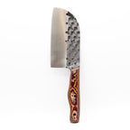 Rucker Knives Fireside Cleaver with a redstone maple handle, on white background vertical orientation