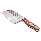 Rucker Knives Fireside Cleaver with a redstone maple handle, on white background diagonal orientation