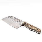 Rucker Knives Fireside Cleaver with a black brown, maple handle, on white background diagonal orientation