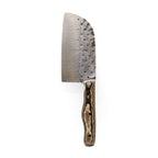 Rucker Knives Fireside Cleaver with a black brown, maple handle, on white background vertical orientation